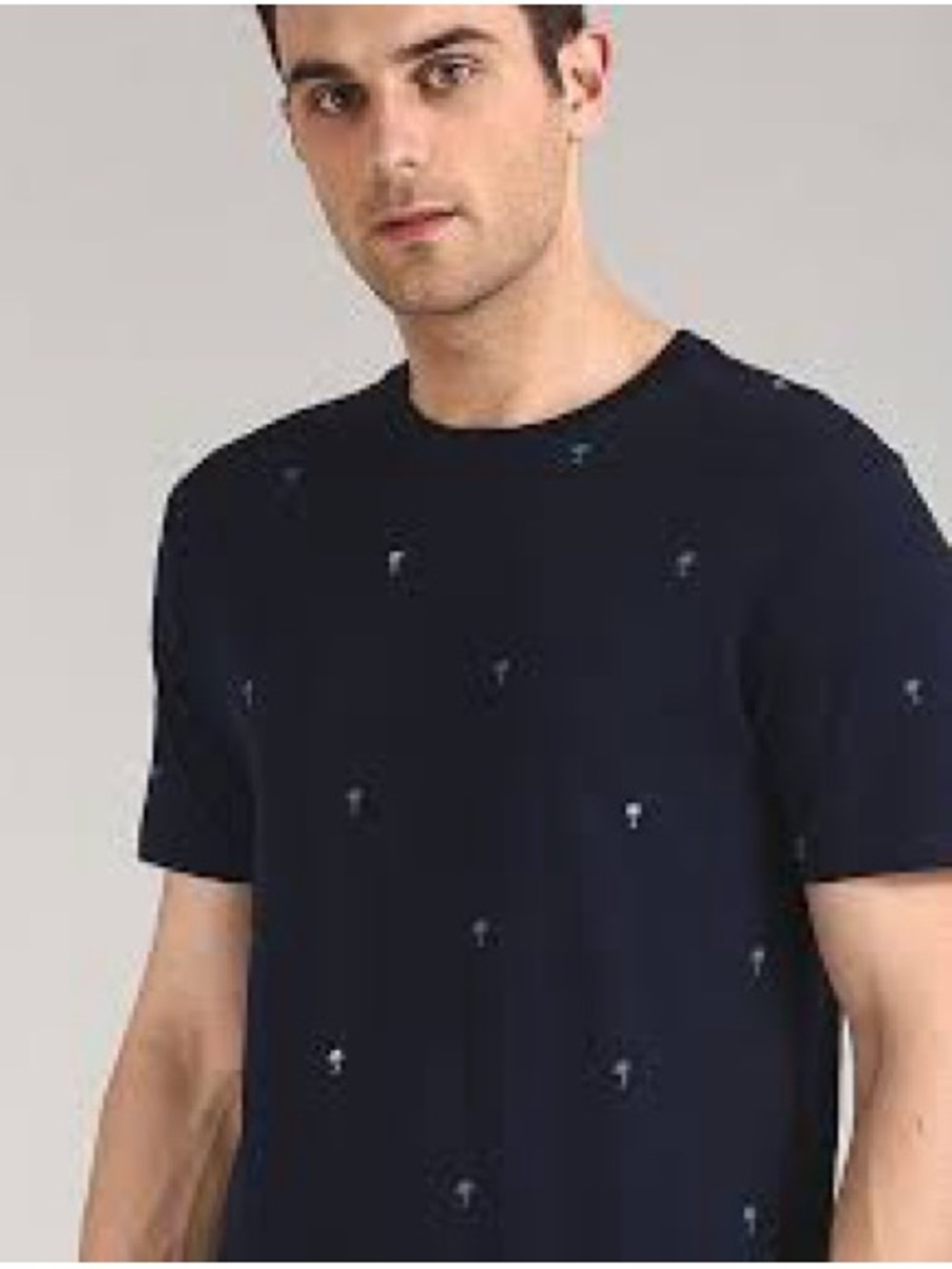 GAP Navy Short-Sleeve Crewneck Tee with Tiny Embroidery